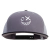 Smiling Face Embroidered Big Size Premium Flat Bill Trucker Cap - Black-Charcoal XL-3XL