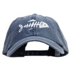 Fish Bone Embroidered Big Size Washed Pigment Dyed Cap - Navy XL-3XL