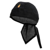 Flaming Billiard Ball Embroidered Cotton Poplin Biker Style Head Wrap - Black OSFM