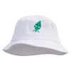 Leaf Monster Embroidered Big Size Cotton Blend Twill Bucket Hat - White XL-2XL