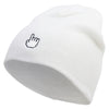 Pixel Pointer Embroidered 8 Inch Knitted Short Beanie - White OSFM