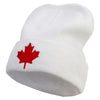 Canada Maple Leaf Embroidered Big Size Superior Cotton Long Knitting Beanie - White XL-3XL