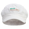 Machu Picchu Llama Embroidered Cotton Elastic Newsboy Cap - White OSFM