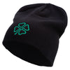 4 Leaf Clover Holiday Embroidered Big Size Superior Cotton Short Knit - Black XL-3XL
