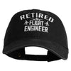Retired Flight Engineer Embroidered Washed Solid Pigment Dyed Cotton Twill Brass Buckle Cap - Black OSFM