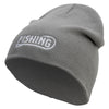 Fishing Hook Embroidered 8 inch Acrylic Short Blank Beanie - Grey OSFM