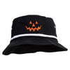 Halloween Pumpkin Face Embroidered Big Size Roll Up Bucket Hat - Black-White XL-2XL
