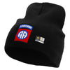 Licensed 82nd Airborne Military Embroidered 8 Inch Knitted Short Beanie - Black OSFM