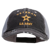 Licensed U.S. Army Veteran Military Embroidered Low Profile Special Cotton Mesh Cap - Black OSFM