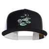 Lily Pads Embroidered Classic 5 Panel Two Tone Mesh Trucker Snapback Cap - Black-White OSFM
