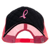 Pink Ribbon Breast Cancer Symbol Embroidered Quilted Trucker Two Tone Neon Mesh Big Size Cap - Black-Neon-Pink XL-3XL
