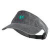 Aloe Plant Embroidered Washed Pigment Dyed Cotton Twill Visor - Black OSFM