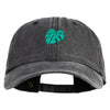 Monstera Leaf Embroidered Unstructured Pigment Dyed Cotton Cap - Black OSFM