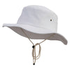 Structured Cotton Australian Bucket Hat with Chin String - White S-M