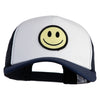 Smile Face Circular Patched Cotton Trucker Cap - Navy-White OSFM