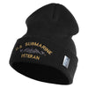 US Submarine Veteran Military Embroidered 12 inch Cuffed Knit YP Long Beanie - Black OSFM