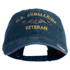 US Submarine Veteran Military Embroidered Washed Solid Pigment Dyed Cotton Twill Brass Buckle Cap - Navy OSFM