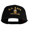 USN Veteran Military Embroidered Solid Cotton Twill Pro Style Cap - Black OSFM