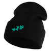 Ivy Vine Embroidered 12 Inch Long Knitted Beanie - Black OSFM