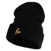 Wheat Stalks Embroidered 12 inch Acrylic Blank Cuff Long Beanie - Black OSFM