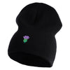 Highland Thistle Embroidered 8 Inch Knitted Short Beanie - Black OSFM