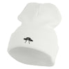 Simple UFO Logo Embroidered 12 Inch Solid Long Beanie Made in USA - White OSFM