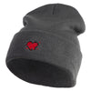 Glitch Heart Logo Embroidered 12 inch Acrylic Blank Cuff Long Beanie - Charcoal OSFM