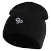 Gear Cluster Symbol Embroidered 8 Inch Knitted Short Beanie - Black OSFM