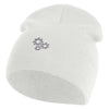Gear Cluster Symbol Embroidered 8 Inch Knitted Short Beanie - White OSFM