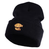 Steampunk Airship Logo Embroidered 12 Inch Solid Knit Cuff Long Beanie Made in USA - Black OSFM
