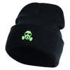 Cyber Gas Mask Logo Embroidered 12 inch Cuffed Knit Long Beanie - Black OSFM