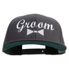 Groom Bow Tie Embroidered Big Size 6 Panels Flat Bill Snapback - Dk-Grey XL-3XL