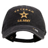 Licensed U.S. Army Veteran Military Embroidered Washed Solid Pigment Dyed Cotton Twill Brass Buckle Cap - Black OSFM