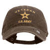 Licensed U.S. Army Veteran Military Embroidered Washed Solid Pigment Dyed Cotton Twill Brass Buckle Cap - Brown OSFM