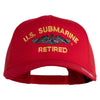 US Submarine Retired Military Embroidered Solid Cotton Twill Mesh Prostyle Cap - Red OSFM