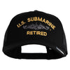 US Submarine Retired Military Embroidered Solid Cotton Twill Mesh Prostyle Cap - Black OSFM