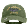 Licensed Air Assault Veteran Embroidered Washed Solid Pigment Dyed Cotton Twill Brass Buckle Cap - Olive OSFM
