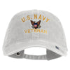 US Navy Veteran Military Embroidered Washed Solid Pigment Dyed Cotton Twill Brass Buckle Cap - White OSFM