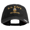 USN Veteran Military Embroidered Washed Solid Pigment Dyed Cotton Twill Brass Buckle Cap - Black OSFM