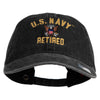 US Navy Retired Embroidered Washed Solid Pigment Dyed Cotton Twill Brass Buckle Cap - Black OSFM