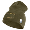 Navy Veteran Flag Symbol Embroidered Heavyweight Classic Knit Short Beanie - Olive OSFM