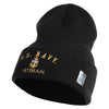 Navy USN Veteran Logo Embroidered 12 inch Cuffed Knit YP Long Beanie - Black OSFM