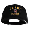 US Navy Retired Military Embroidered Solid Cotton Twill Mesh Prostyle Cap - Black OSFM