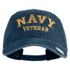 Navy Veteran Letters Embroidered Washed Solid Pigment Dyed Cotton Twill Brass Buckle Cap - Navy OSFM