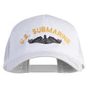 US Submarine Logo Embroidered Solid Cotton Twill Mesh Prostyle Cap - White OSFM