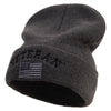 Veteran USA Flag Embroidered Big Size Acrylic Long Beanie - Heather-Marled XL-3XL