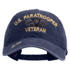 Licensed U.S Paratrooper Veteran Embroidered Washed Solid Pigment Dyed Cotton Twill Brass Buckle Cap - Navy OSFM