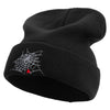 Spider Web Embroidered Big Size Acrylic Long Beanie - Black XL-3XL