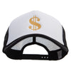 Dollar Sign Logo Big Size Embroidered Big Foam Mesh Truck Cap - White-Black XL-3XL