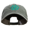 Irish Four Leaf Clover Holiday Embroidered Big Size Washed Pigment Dyed Cap - Olive XL-3XL